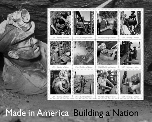 The "Made in America: Building a Nation" U.S. Postal Service stamp issuance, launched Aug. 8, honors the workers. (Courtesy US Postal Service)